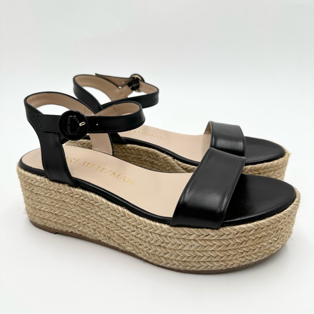 Stuart Weitzman Taborah Ankle-Strap Wedge Espadrille Sandals